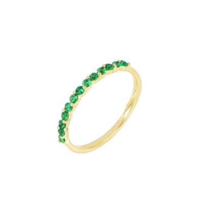 China TRENDY for Women's Ring Natural Emerald Ring Tiny Gemstones Dainty Trendy Yellow Solid 14K Gold Jewelry Engagement Ring for sale