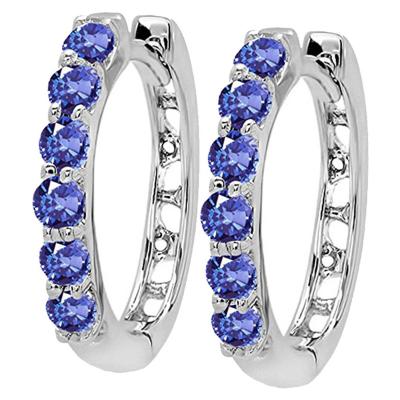 China Circle Earrings 14K White Gold Around Hot Seller Jewelry Tanzanite Earrings Ladies Tanzanite Classic Circle Earrings for sale