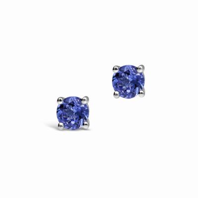 China 14K White Gold Natural Made Tanzanite Solitaire Stud Earring Simple Delicate Natural Tanzanite Stud Earring Jewelry for sale