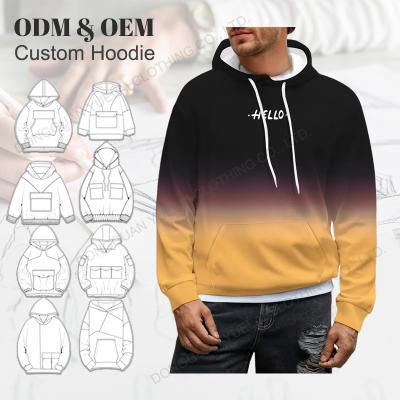 China Anti-wrinkle Custom Men's Hoodies Pullover Oversized Style Gradient Color Essentials Hoodie Custom 330gsm for sale