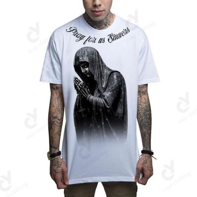 China Anti-wrinkle Men's Sinner Short Sleeve T Shirt Print Streetwear Graphic Tees White Clothing Apparel Tattoo Skull Custom Oversized T Shirts for sale