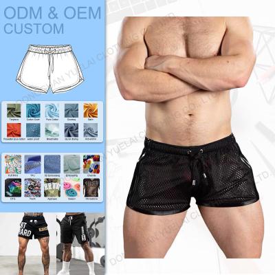 China Anti-wrinkle Wholesale Men's Sports Casual Bodybuilding Shorts Drawstring Pants Plus Size Gym Wear Shorts Summer Beach Mesh Shorts Men for sale