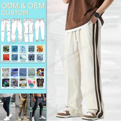 China Other Striped Men's Straight-Leg Pants Fashion Hip Hop Streetwear Man Trousers Casual Slight Stretch Colorblock Solid Pants for sale