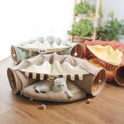 China Stocked Wholesale Pet Supplies Pet Toy Felt Cat Tunnel Interactive Play Tubes Bed for sale