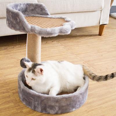 China Stocked Plastic Rattan Mat Cat Toy Cat Scratch Cat Scratch Post Cactus With Ball for sale