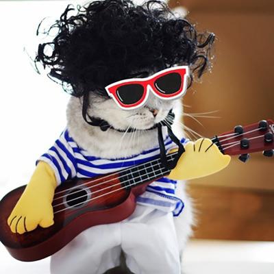 China Stocked 2022 Hot New Design Summer Slim Pet Guitar Costumes For Halloween Fun Pet Costumes for sale