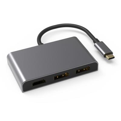 China DisplayPort to2* DisplayPort and HDMI Multi-Stream Transport (MST) Hub, DP to DP, HB-1099H Silver for sale