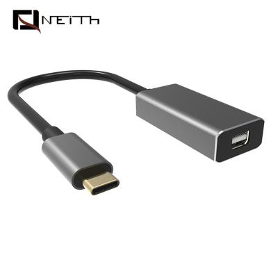 China LAPTOP Space Gray Aluminum Shell USB C/M to Mini DP/F Adapter Support 4k@60hz Work for sale