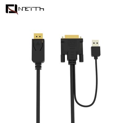 China DVD Player Neith Factory Direct DVI to DisplayPort (DP) Cable Gold Plated 6 Feet Support 1080P for sale