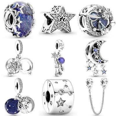 China New Arrival Galaxy Series Luminous Pan Moments 925 Sterling Silver Star Moon DIY Charm Pendant Environmentally Friendly For Pan Bracelets Bangle for sale