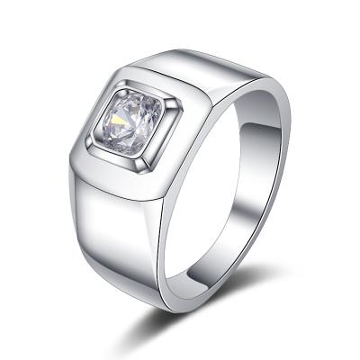 China Simple Design Simple Stone Eco - Friendly White Gold Plated CZ Zircon Men Ring for sale