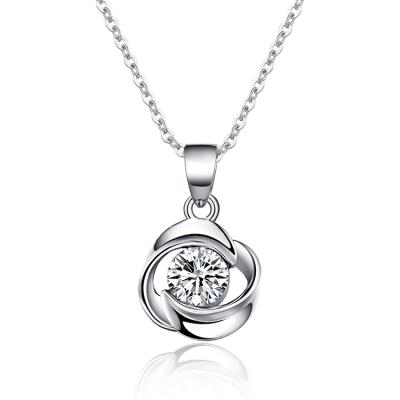 China Eco - Friendly 925 Silver Jewelry Flower Shaped Pendant Necklaces Fashion Rose Flower Necklace for sale