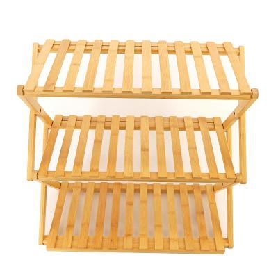 China Bamboo Shoe Rack Organizer (Waist) Factory Storage Display Rack Adjustable Foldable Box Cabinet for sale