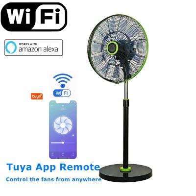 China Box With High Quality 18 Inch Metal Stand WIFI Function ABS Electric Fan Plastic Fan With Remote Control With UK Plug for sale