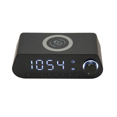 China Wireless Charger For Mobile Phone Qi USB Charging Night Speaker Wireless Alarm Clock Dimming Vision FM Function For Phone for sale