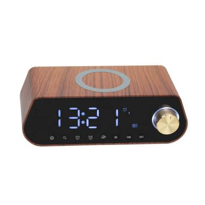 China PORTABLE wholesale wooden radio alarm clock speaker USB phone charging FM radio charging screen large for sale