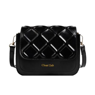 China Fashion PU Fashion Body Bag Black Shoulder Women Cross Bags Square Waterproof Plaid Waterproof Casual Leather Small Shoulder Bags for sale