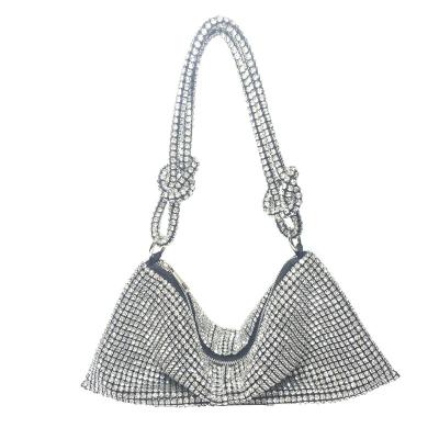 China Fashionable Elegant Luxury Crystal Evening Bag Flash Rhinestone Party Shoulder Handbag Ladies Banquet Clutch Bag for sale