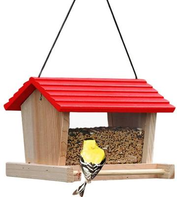 China Sustainable Outdoor Bird House Wooden Bird Feeder Hanging Wild Bird Seed Feeder for sale