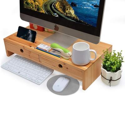 China AMAZON Modern Hot Selling Bamboo Laptop Monitor Stand Riser with Drawers with Keyboard Storage Space for Home Office for sale