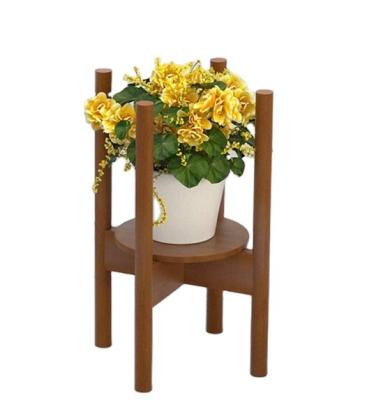 China Modern Adjustable Plant Stand with Tray Holder Mid-Century Bamboo Flower Pot for sale