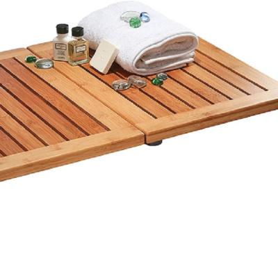 China Non Viable Bamboo Wood Foldable Shower Mat Bath Mat Non Slip Shower Floor for sale