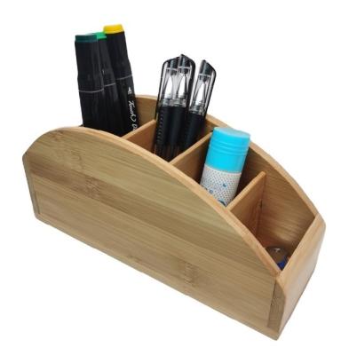 China Fashionable Customize Organizer Wooden Pen Holder Pencil Cases Bamboo Desk Table Storage Container Welcome Office Box for sale