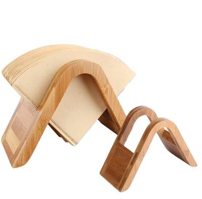 China Viable Bamboo Coffee Filter Paper Stand Single Coffee Filters Dispenser Holder Shelf for sale