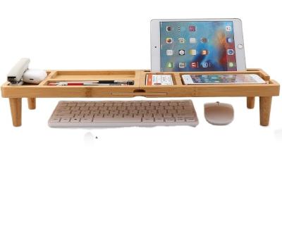 China Fashionable Bamboo Desk Organizer Tray for Space Saving Office Desk Objects Small Desktop Storage Rack for sale