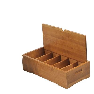 China Sustainable Bamboo Wooden Storage Box Tea Chest Kitchen Organizer | Decorative natural bamboo chest for organizing and displaying teas for sale