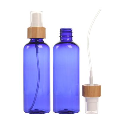 China Personal Skin Care Packaging 100ml Stock Product 100ml PET Plastic Mist Spray Atomizer Bamboo Ring Collar 30ml 50ml 120ml Available for sale