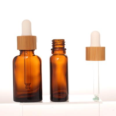 China Skin Care Packaging Factory Sale 30ml Personal Glass Dropper Bamboo Oil Bottle for sale