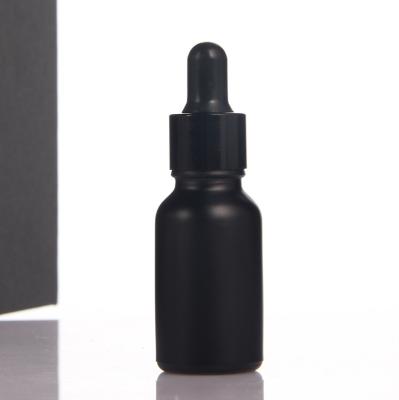 China Personal Skin Care Packaging 15ml Black Color Round Shape Glass Pipette 15g Dropper Essential Oil Glass Bottle Accept Color Customization for sale