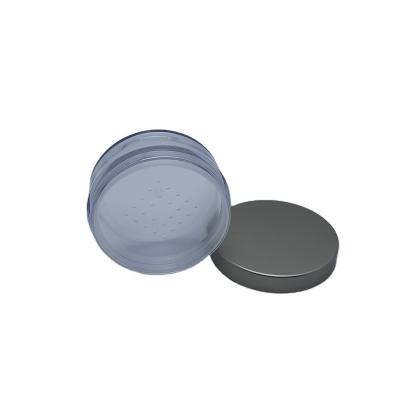 China Recycled Materials Round Clear Plastic Cosmetics Loose Powder Case With Gray Lid for sale