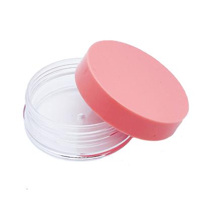 China Recycled Materials Transparent Pink Plastic Round Empty Loose Powder Crate Box for sale