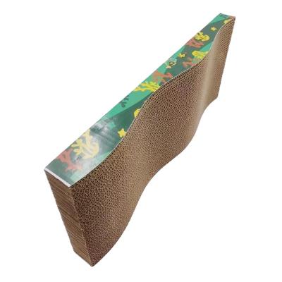 China Sustainable High Quality Paper Product Cat Toy Scratcher Cardboard Corrugated Scratching Pad Lounge Wave Shape Cat Scratcher Cardboard for sale