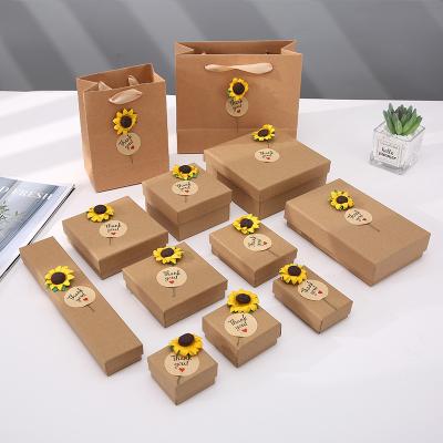 China Recycled Materials Wholesale Custom Luxury Small Flower Rigid Cardboard Kraft Gift Pearls Jewelry Box With Lids Shipping Packaging Box for sale