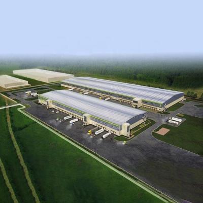 China Quick Low Cost Two / Three Tier Steel Structure Industrial Prefab Logistic Center Design Installation Suppliers for sale