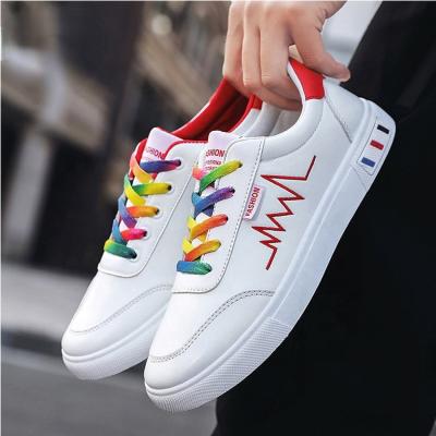 China Wholesale New Newest 2021 PU Lace Men's Casual Light Weight PU Leather Multicolor Leather Sweat-absorbent Fashion Shoes Ladies Sports Shoes for sale