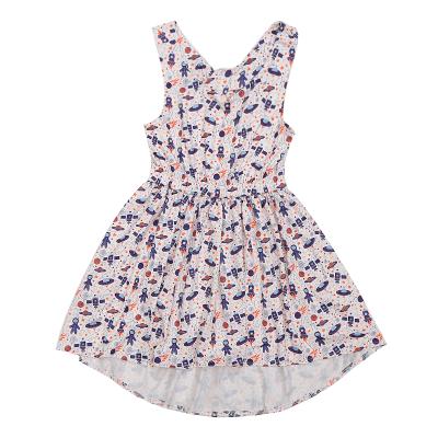 China Custom Made Clothing Teen Girls Summer Milk Silk Anti-wrinkle Print Sleeveless Dress For Kids for sale