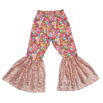 China Normcore/Donut Toddler Patchwork Sequin Bell Bottoms Comfortable Printing Orange Pants Plus Newest Minimalist Fashion 2022 for sale