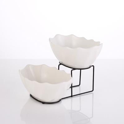 China 2 Layer Food Stand Viable Snacks Display Stand Double Layer Snack Bowl for sale