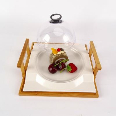 China Sustainable wooden plates for restaurants serving rack for sale