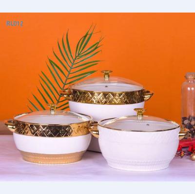 China Viable Electroplating Ceramic White Soup Bowl Soup Pot Soup Tureen With Lid for sale