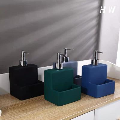 China New Matte Series Hand Wash Bottle Viable Double Function Ceramic Bottle Outlet Factory Style Simple European Shampoo Bottle for sale