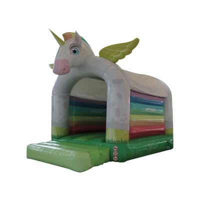 China 0.55mm PVC Tarpaulin AOQI Rainbow Unicorn Inflatable Bouncer Bounce House for sale