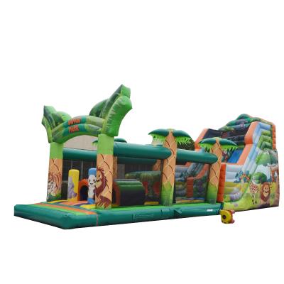 China 0.55mm PVC Tarpaulin AOQI EN14960 Certified Inflatable Safari Park Long Kids Playing Obstacle Course For Sale for sale