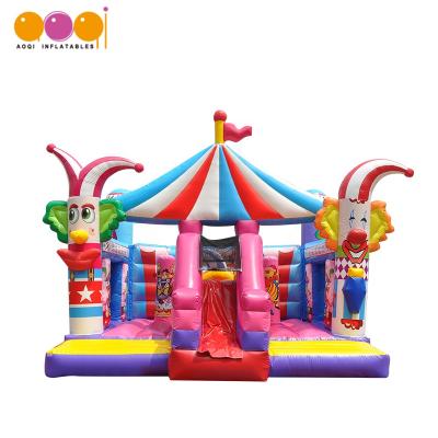 China PVC factory price inflatable circus clown house bouncer and slide for sale