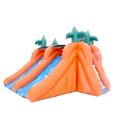 China 0.55mm PVC Tarpaulin AOQI Kids Play Water Slide Lane Inflatable Double Slide Playground for sale