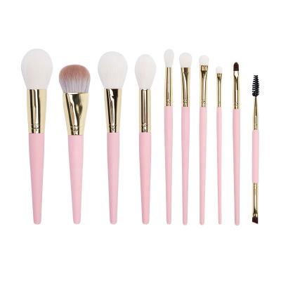 China Angular Blush Wholesale10 Pcs Custom Crystal Cosmetic Brush Goat and Synthetic Hair Premium Makeup Brush Set for sale